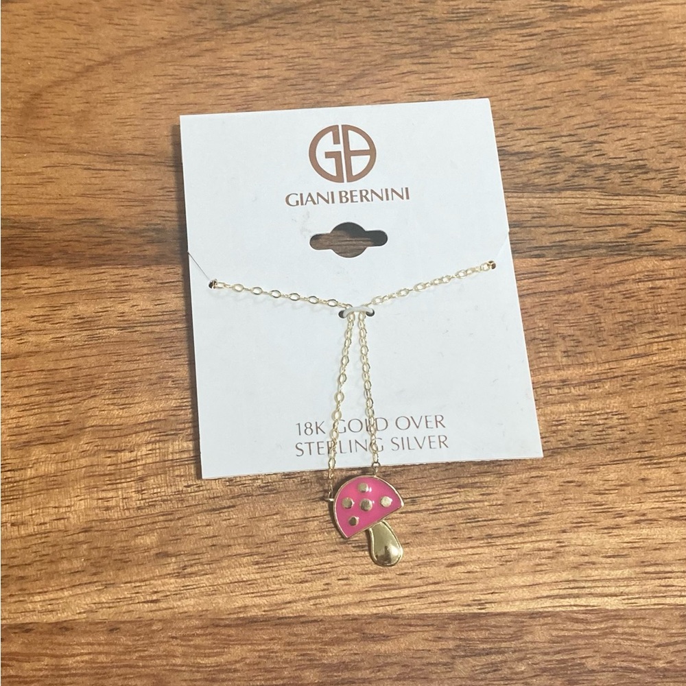 Giani Bernini 18k Gold-Plated Sterling Silver Necklace w/ Mushroom Pendant. NWT